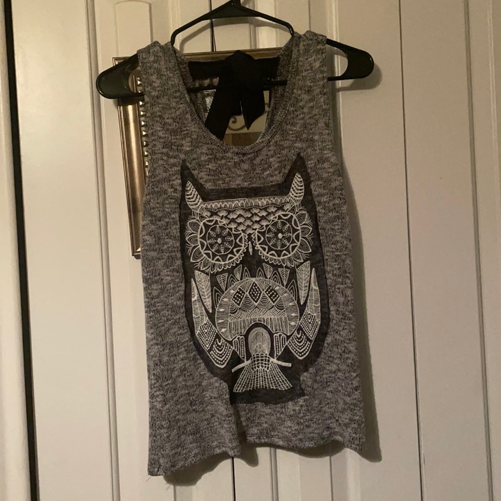 Owl Shirt Tank - Gray & White